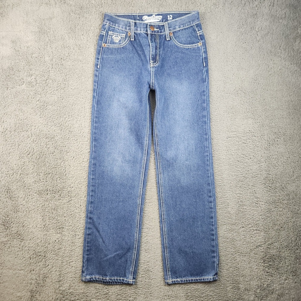 Cowboy Hardware Boys Jeans Size 12 Blue Medium Wash Straight Leg Western Denim‎